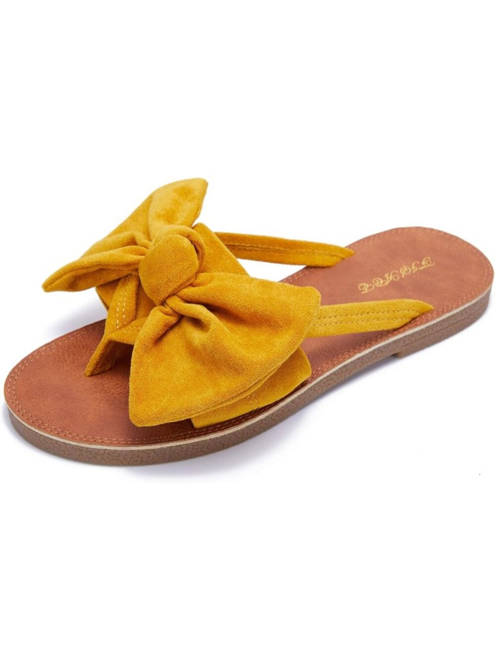Women's Yellow Summer Flip Flops Ring Toe Strappy Slip On Gladiator Flat Sandals